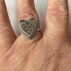James Avery Retired Sterling Silver and Bronze Heirloom Heart Ring